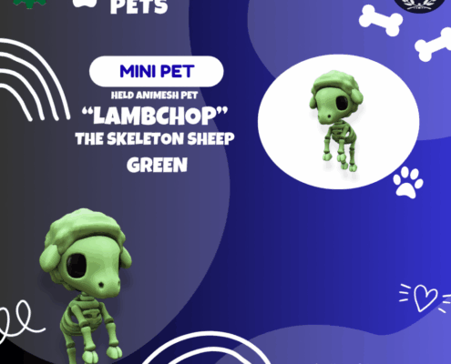 DFS Mini Pet - _Lambchop_ The Skeleton Sheep Green