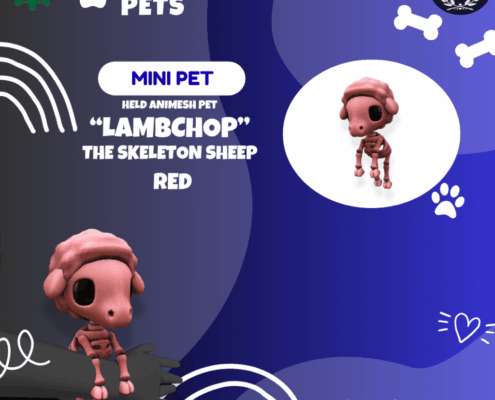 DFS Mini Pet - _Lambchop_ The Skeleton Sheep Red