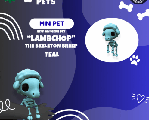DFS Mini Pet - _Lambchop_ The Skeleton Sheep Teal
